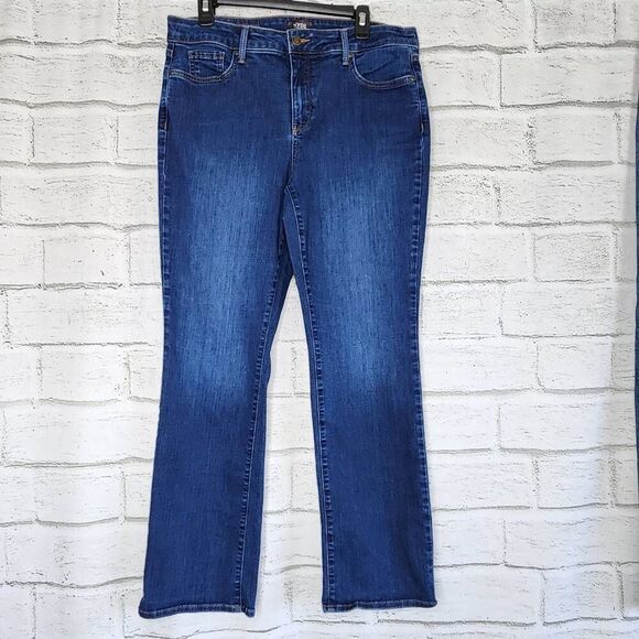 NYDJ Womens Blue Denim High-Rise Marilyn Straight Jeans Medium Wash Size 14 - Picture 1 of 13